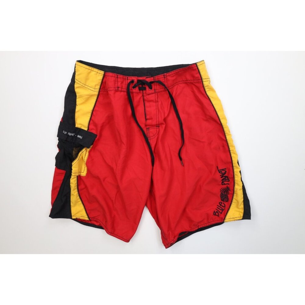 Vtg 90s Y2K Blue Planet Hawaii Mens 36 Color Block Beach Surfing Board Shorts